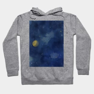 Starry night watercolor mixed media Hoodie